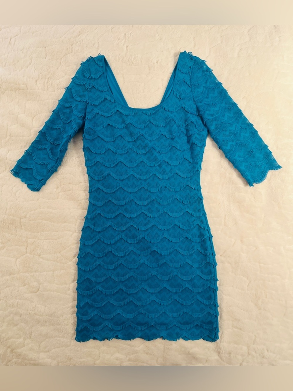 Guess Womens KIRA
Fringed Lace Turquoise Blue Dress size 6